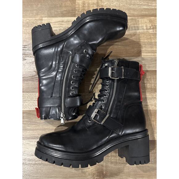 Charles David Clout Combat Moto Boots in Black size 9 Grunge - Picture 2 of 8